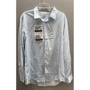 New C Lab NYC Performance Shirt Mens XL Blue White 4 way Stretch Button Up